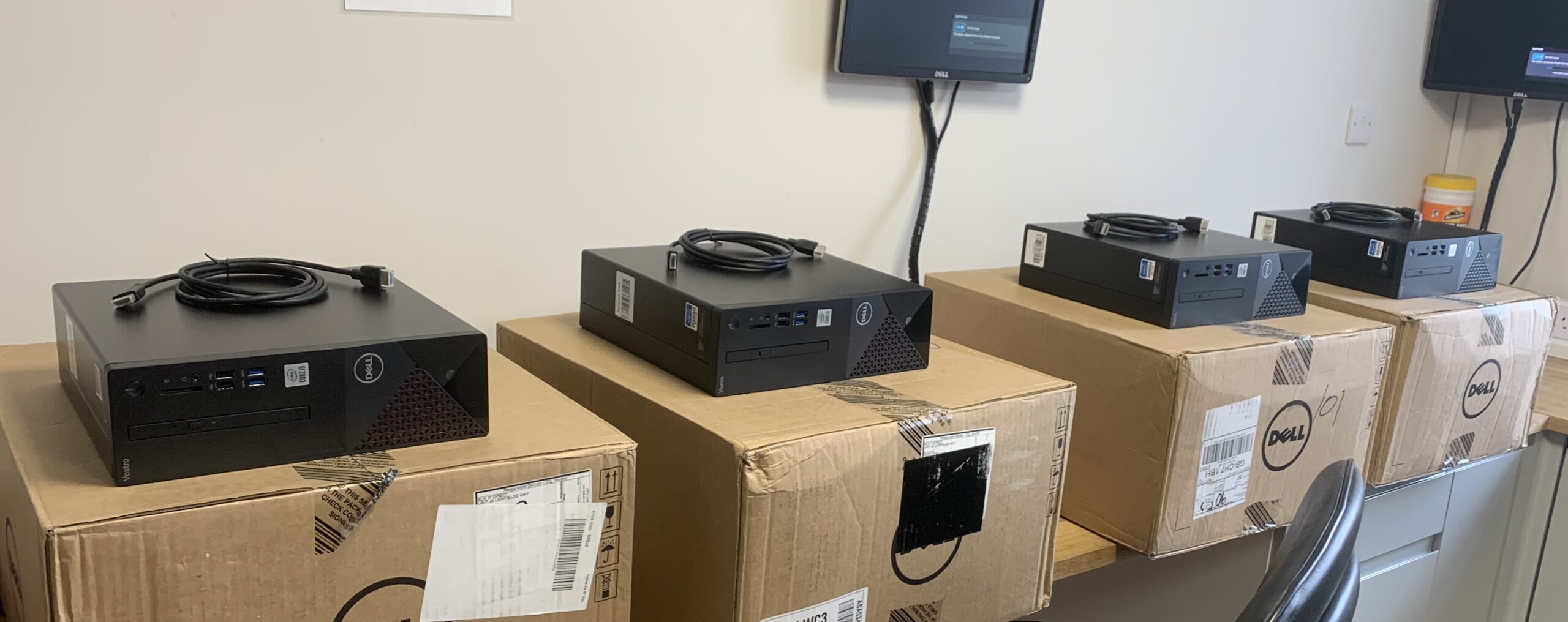 Mass rollout staging area for laptops and PCs